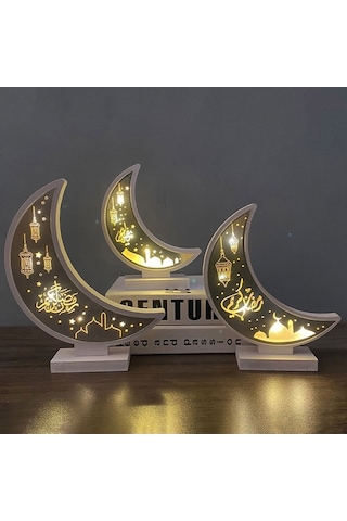 Novahub Orta Boy B Model Ahşap Ramazan Lambası, Parlak Akrilik, Beyaz, Dekoratif