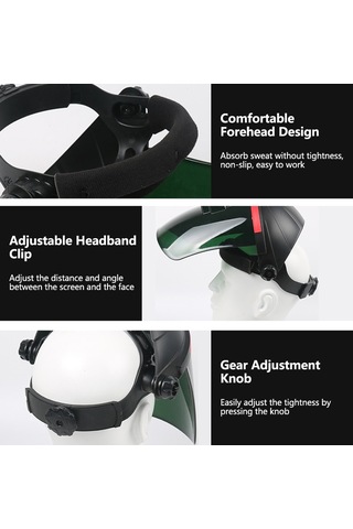 Mufunye Büyük Görüntüleme Ekranı Kaynak Maskesi Güneş Enerjili Otomatik Karartma Baş Üstü Kaynak Ka