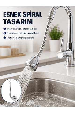 Çok Fonksiyonlu Musluk Uzatma Aparatı 360 Hareketli Krom Musluk
