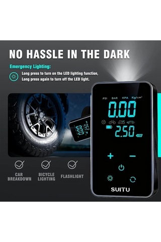 Fochsia Inflator 4x Super Hizli Sisme Portatif Hava Kompresoru Dijital Ekran Usb Sarjli 2000mah Pil Araba Lastikleri Icin Kompakt Ve Pratik