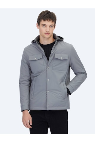 Kip Gri Regular Fit Micro Jel Elyaflı Spor Ceket Gri