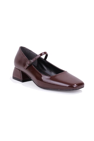 Dagoster Dza07-725101 Kahve Rugan 4 Cm Kalın Topuklu Klasik Kadın Ayakkabı