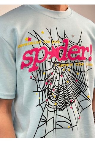 Zaee Spider Taş Detay Oversize Tişört Çok Renkli