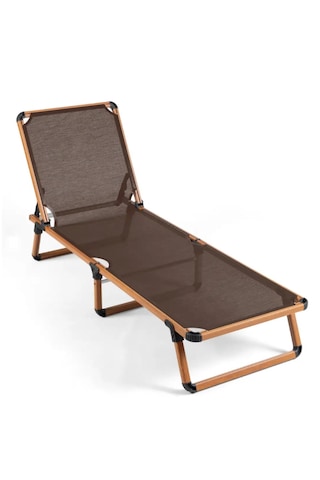 Missidea Alüminyum Katlanır Ve Taşınır Şezlong Teak+gold Black Kahverengi