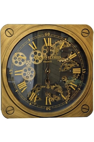 Kenpazar Saat Çarklı Kare Roma Rakamlı Duvar Saati Dekoratif Hediyelik çok Renkli