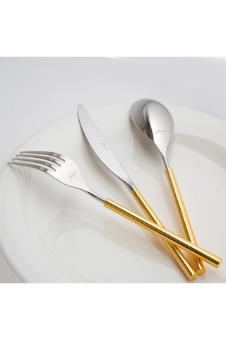 Jumbo 6000 Roller Altın 12 Kişilik 84 Parça Çatal Kaşık Bıçak Takımı Altın