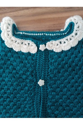 El İşi Yün Hırka Petrol Yeşili