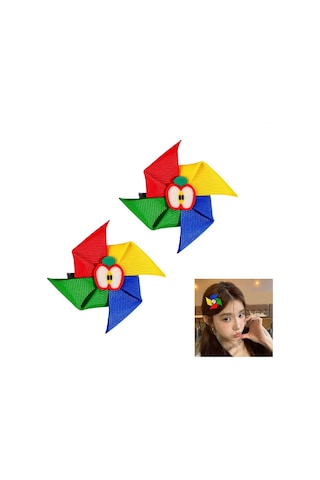 Kadınlar Ve Kızlar İçin Örgü Kurdele Gökkuşağı Saç Tokası 0002 Diğer