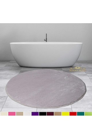 Bonny Home Elite Gri 100x100 Cm Yuvarlak Peluş Banyo Paspası Kaymaz Gri