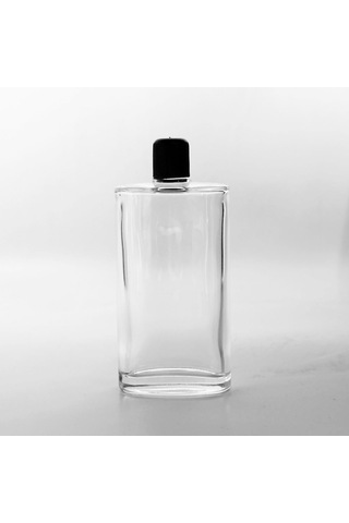 15 Adet Boş Cam Kolonya Şişe, 200 Ml, Yassı Model Şeffaf, Kapaklı