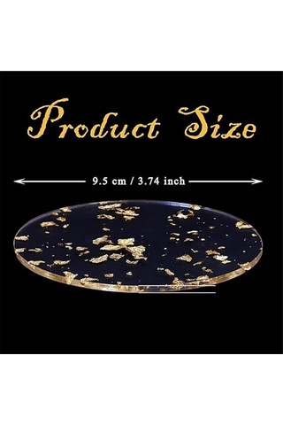 Altın Varak Akrilik Bardak Altlıkları 6 Adet İçecekler İçin İskandinav Tarzı, 9.5cm Şeffaf