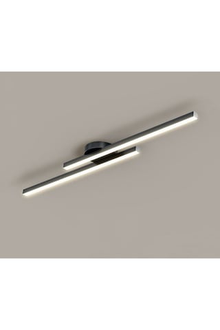 Modern Tavan Koridor Aydınlatması Çubuk Led Siyah Günışığı Lineer Avize Armatür Ikili 30 Cm 2x30cm
