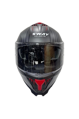 Sway Sw 865 Space Black Red Güneş Gözlüklü Motosiket Kaskı