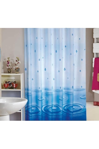 Zethome Jackline Banyo Duş Perdesi 5020 Tek Kanat Mavi 1X180X200 Mavi