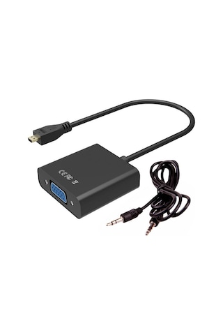 Micro Hdmi To Vga Kablo Çevirici Dönüştürücü Adaptör Ses Destekli