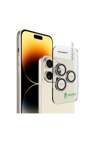 Buddıes Apple Uyumlu iPhone 14 Pro / 14 Pro Max Kamera Lens Koruyucu Gold Altın