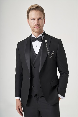 İmza Siyah 6 Drop Slim Fit Esnek Yelekli Damatlık 1001260393