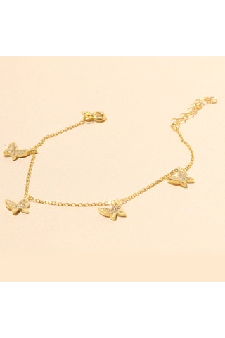 Kelebek Zincir Bileklik 719131 Gold Gümüş