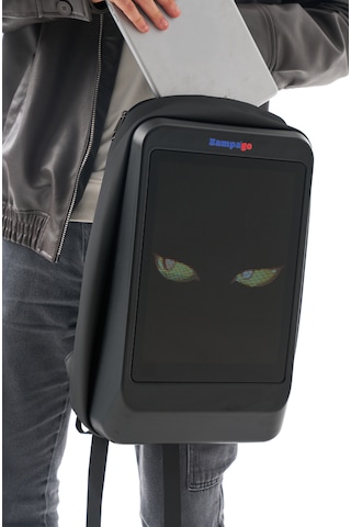 Zampago T4 Akıllı Led Ekranlı Sırt Çantası Bluetooth Kontrollü, Usb Şarj Girişli, Suya Dayanıklı Siyah