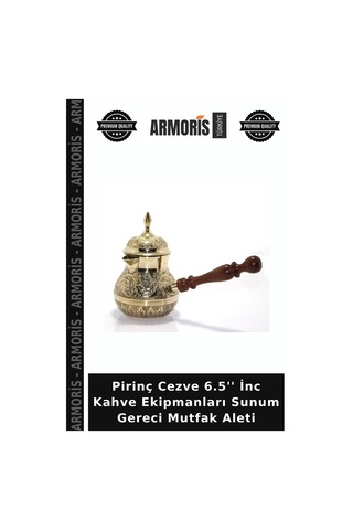 Pirinç Cezve 6.5'' İnc Kahve Ekipmanları Sunum Gereci Mutfak Aleti Çok Renkli