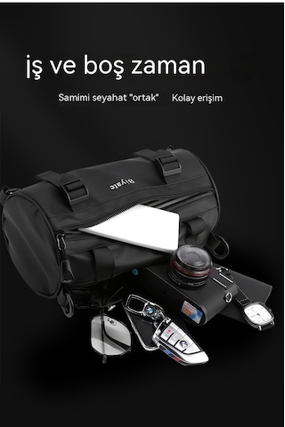 Erkekler İçin Şık Ve Fonksiyonel Tek Omuz Çanta - Hong Kong Tarzı Silindir Formda Messenger Çanta, Trend Desenli Ve Dayanıklı Film Kaplama, Spor Ve Günlük Kullanım İçin Pratik Göğüs Çantası Siyah