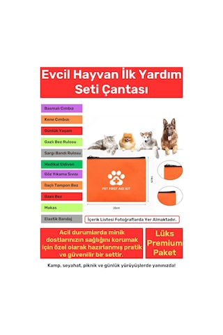 Premium Kamp Seyahat Günlük Dolaşım Piknik Evcil Hayvan Kedi Köpek İlk Yardım Seti Çantası