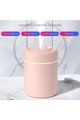 Pazly D C5v 2.5w 180ml Araba Nemlendirici Gece Lambası Fonksiyonlu Pembe Renk Pembe