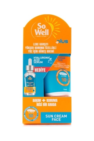 So Well Plus Leke Karşıtı Güneş Kremi SPF50+ 75 ML + Hyaluronic Acid Serum 30 ML