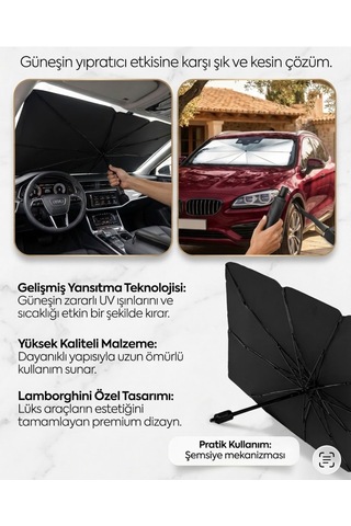 Araba Güneş Gölge Koruyucu Yenilenmiş Yansıtma Teknoloji Şemsiye Oto Ön Cam Güneşlik Araç Şemsiyesi 140cmx79cm