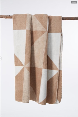 Tek Kişilik Peluş Battaniye Kahverengi Bej