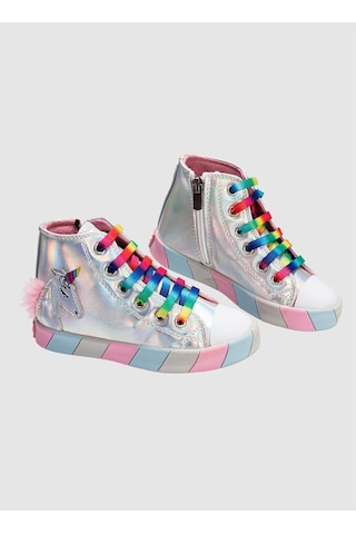 Unicorn Hologram Ortopedik Kız Sneakers Gri