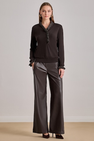 Relax Fit Kahverengi Örme Bluz Kahverengi