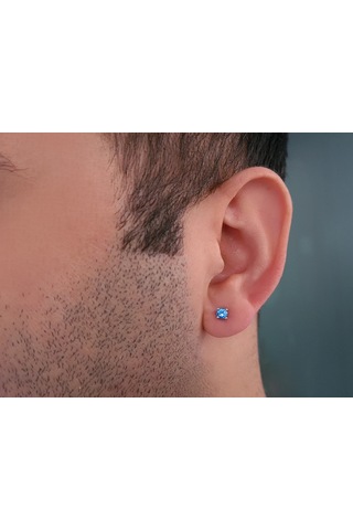 Mavi Topaz Tektaş Erkek Küpesi 0823e0073