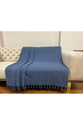 Mavi Koltuk Örtüsü Balık Sırtı Desen 180 210 Mavi
