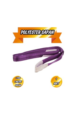 Polyester Sapan Mor Renk 1 Ton 4 Metre Sağlam Yük Kaldırma Taşıma İndirme Halat Spanzet
