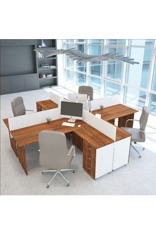 Burovena Vena Nil L Workstation Dörtlü Çalışma Masa 318Cm X 296Cm X 115H