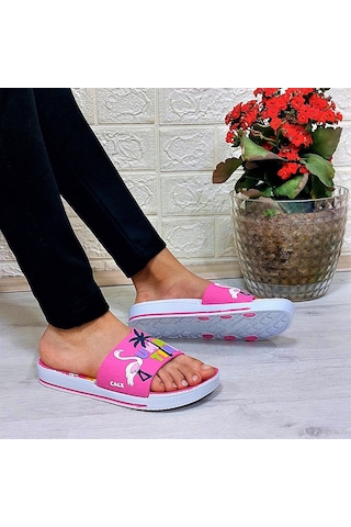Calx 319 Pembe-beyaz 3d Baskılı Kız Çocuk Terlik Pembe - Beyaz