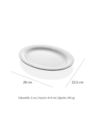 Alezy 628 Göreme Melamin Termostar Arya Kayık Tabak 28 Cm Beyaz