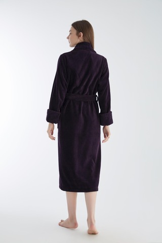 Yaka Fitilli Triga Bambu Cotton Bayan Bornozu Mor