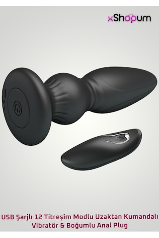xShopum Usb Şarjlı 12 Titreşim Modlu Uzaktan Kumandalı Vibratör & Boğumlu Anal Plug
