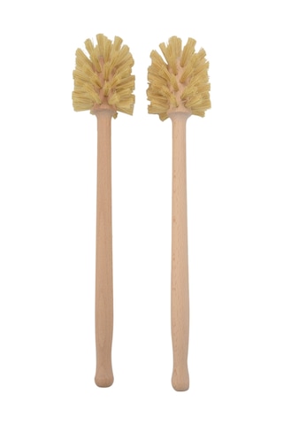 2 Paket Kayın Ağacından Yapılmış Ahşap Tuvalet Fırçası, 360 Temizleme Gücü Ahşap Rengi