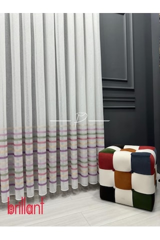 Tül Perde Çocuk Odası Tül Perdesi Colorful Gökkuşağı Desen 001