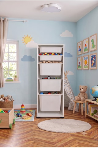 1 Adet Ultra Büyük 2 Adet Büyük 2 Adet Orta Boy Çekmeceli 123 Cm Beyaz Çocuk Odası Oyuncak Dolabı Ve Çok Amaçlı Saklama Ünitesi - Depolayıcı Düzenleyici Organizer