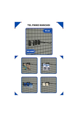 Rafburada Rafburada® 100 Adet Tel Pano Kancası.Aksesuar Kancası