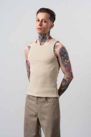 Respire Erkek Tank Top Atlet Bej