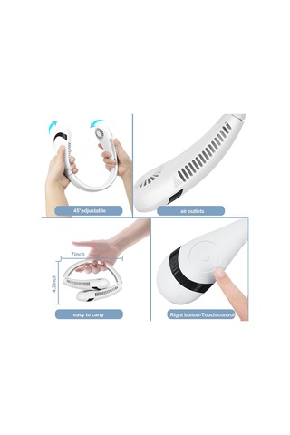 Padalink Taşınabilir Boyun Bağlı Fan, 360 Derece Tam Etki Rüzgar, 3 Hız Seçeneği, 10 Saat Çalışma Süresi, Şarj Edilebilir Plastik