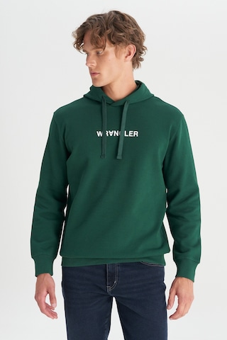 Wrangler Pamuklu Regular Fit Normal Kesim Kapüşonlu Logo Detaylı Sweatshirt Yeşil