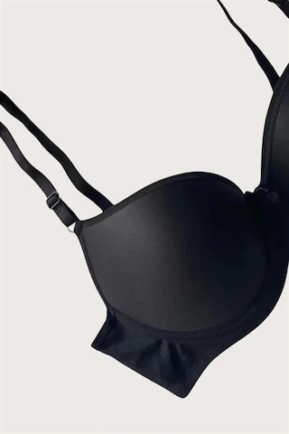 Ang Butik Mikro Kumaş Push Up Dolgulu Balenli Günlük Tek Destekli Sütyen Ten
