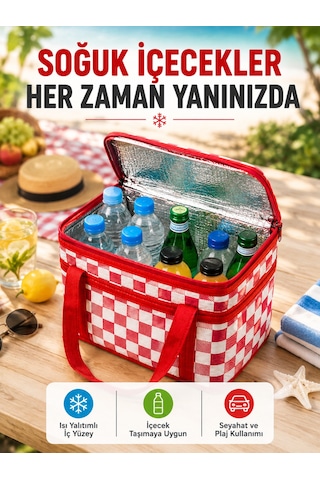 Alüminyum Folyo İç Yüzeyli Termos Çanta Kamp Plaj Market Ve Piknik Çantası Sarı