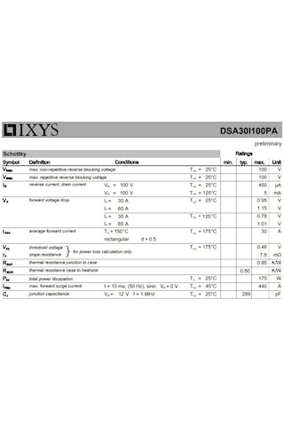 Dsa30ı100pa Dıode Schottky
